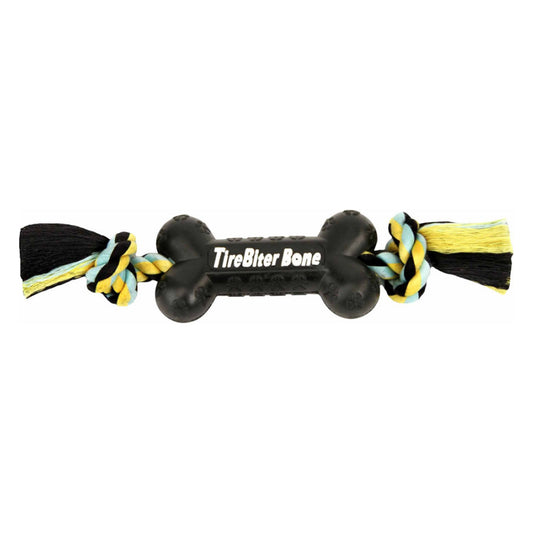 Mammoth Pet Products TireBiter Bone w/Rope Dog Toy Multi-Color 1ea/16 in, LG