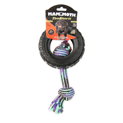 Mammoth Pet Products TireBiter II with Rope Dog Toy Multi-Color Durable Chew Toy