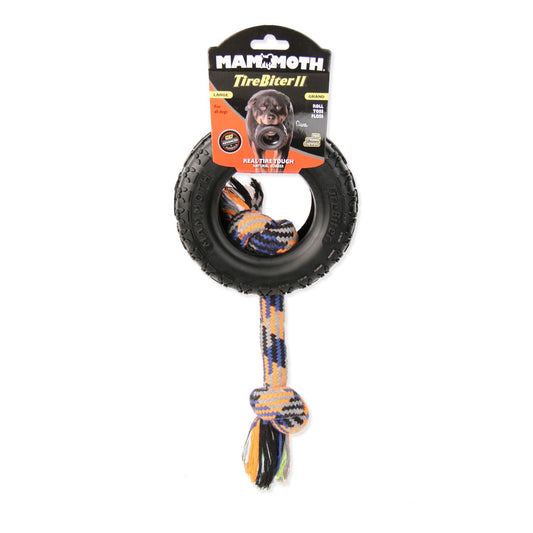 Mammoth Pet Products TireBiter II with Rope Dog Toy Multi-Color Durable Chew Toy