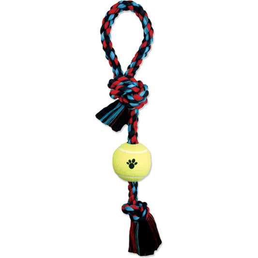 Mammoth Pet Products Pull Tug Dog toy w/Tennis Ball Multi-Color 1ea/20 in, MD