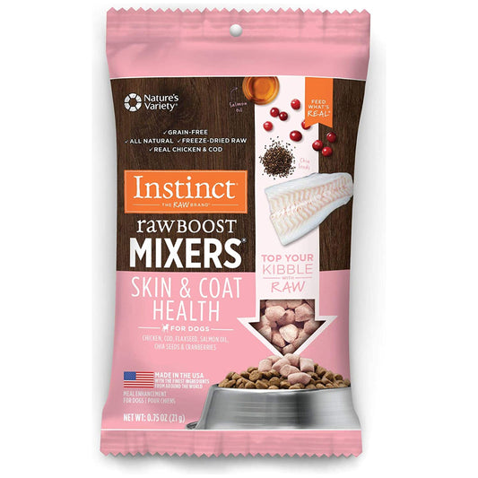 Natures Variety Raw Boost Mix Dog Skin Coat Health 0.75oz./4Bx Instinct Freeze Dried (Case Of 8)