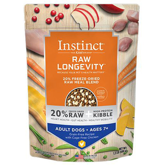 Natures Variety Raw Longevity 20% Freeze Dried Raw Mealblend Dog 1.5Lb Chicken Adult 7+