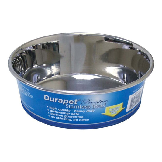 OurPets Rubber-Bonded Premium Stainless Steel Dog Bowl Silver 1ea