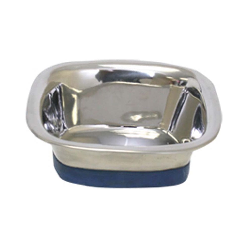 OurPets Premium Stainless Steel Square Dog Bowl Silver