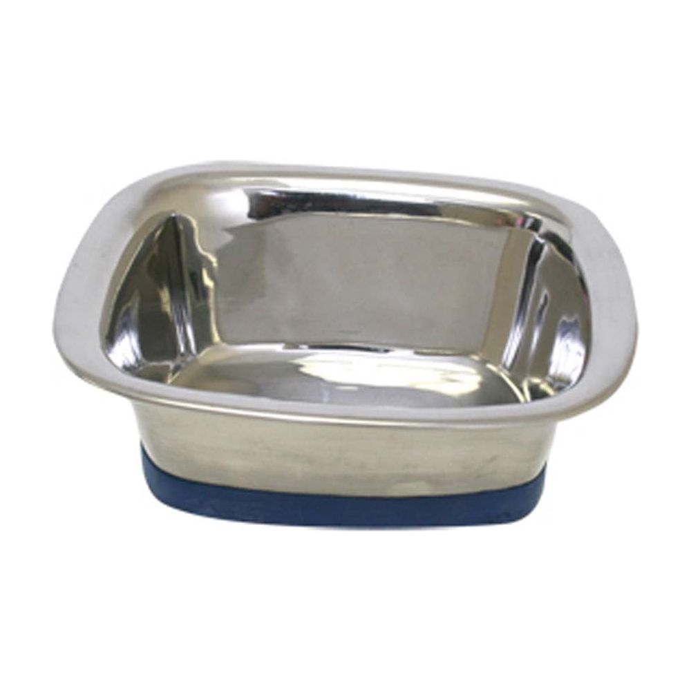 OurPets Premium Stainless Steel Square Dog Bowl Silver