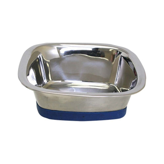 OurPets Premium Stainless Steel Square Dog Bowl Silver