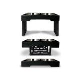 OurPets Barking Bistro Adjustable Elevated Dog Feeder Black 1ea