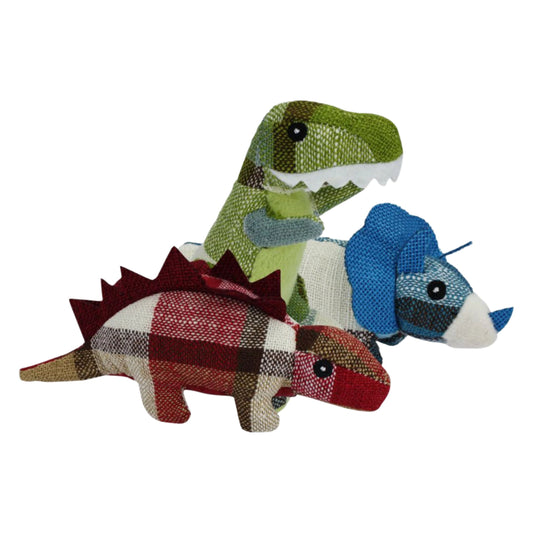 Multipet Plaidosaurus Plush Dinosaur Dog Toy in Various Sizes for Play and Chewing