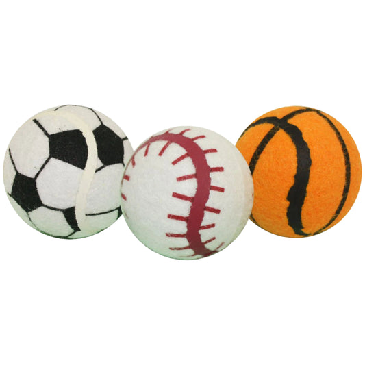 Multipet Sport Tennis Ball Dog Toy Assorted 1ea/3 pk, 2.5 in