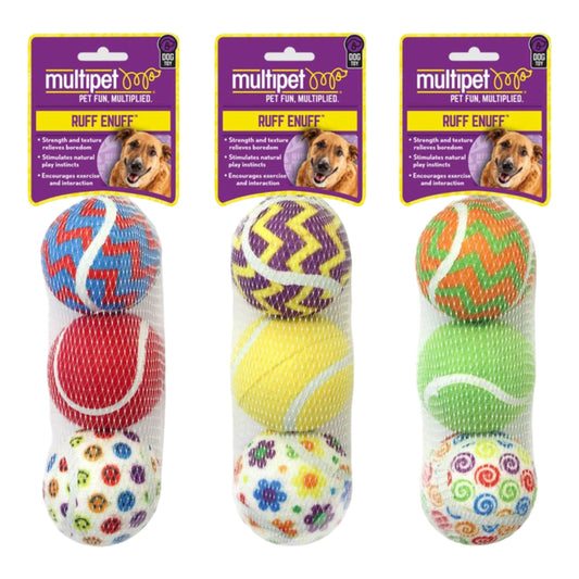 Multipet Tennis Ball 3Pack (Assorted)