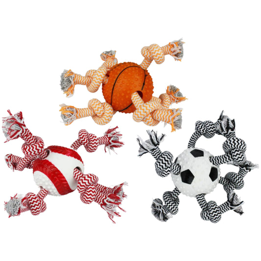 Multipet Doglucent TRP Tug Sports Balls Dog Toy Assorted 1ea/3.5 in