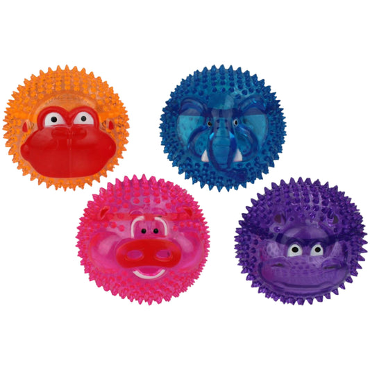 Multipet TPR Light-Up Balls Dog Toy with Animal Faces Elephant Assorted 1ea/3 in