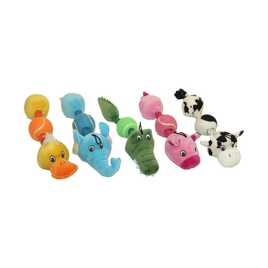 Multipet Rope Head Animals W/Tennis Ball