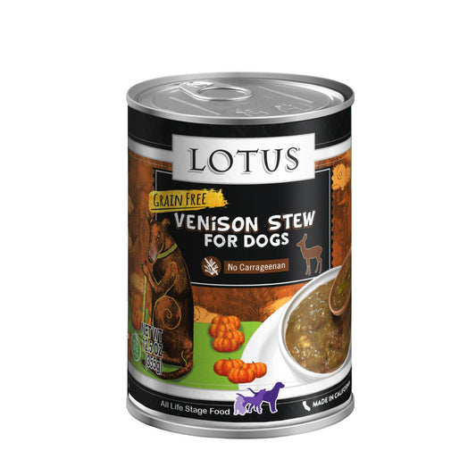 Lotus Dog Stew Grain Free Venison 5.3oz and 12.5oz (Case of 24 and 12)