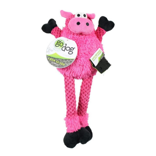 Godog Checkers Skinny Pig Dog Toy Durable Squeaky Chew Toy for Dogs