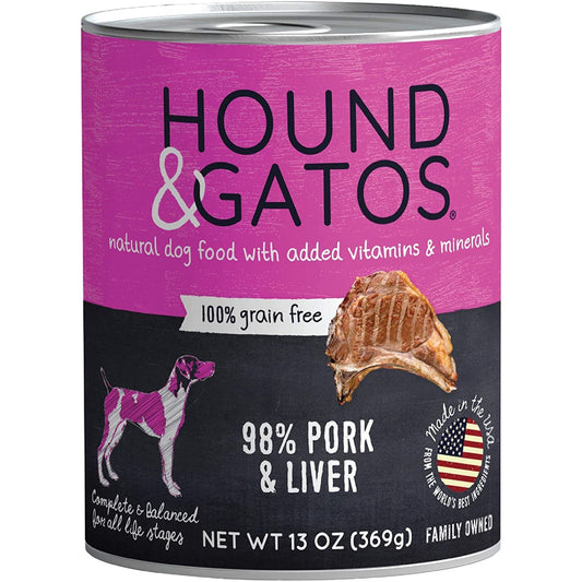 Hound And Gatos Dog Grain Free Pork And Liver 13oz. (Case of 12)