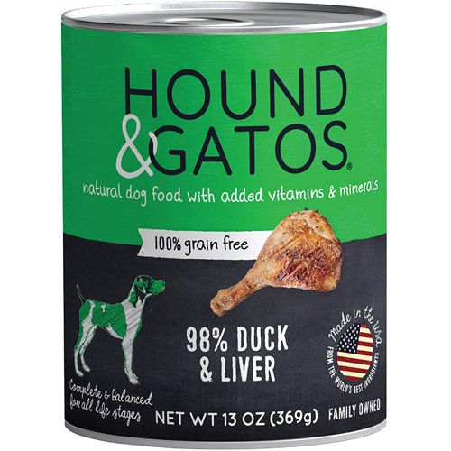 Hound and Gatos Dog Grain Free Duck and Liver 13oz. (Case of 12)