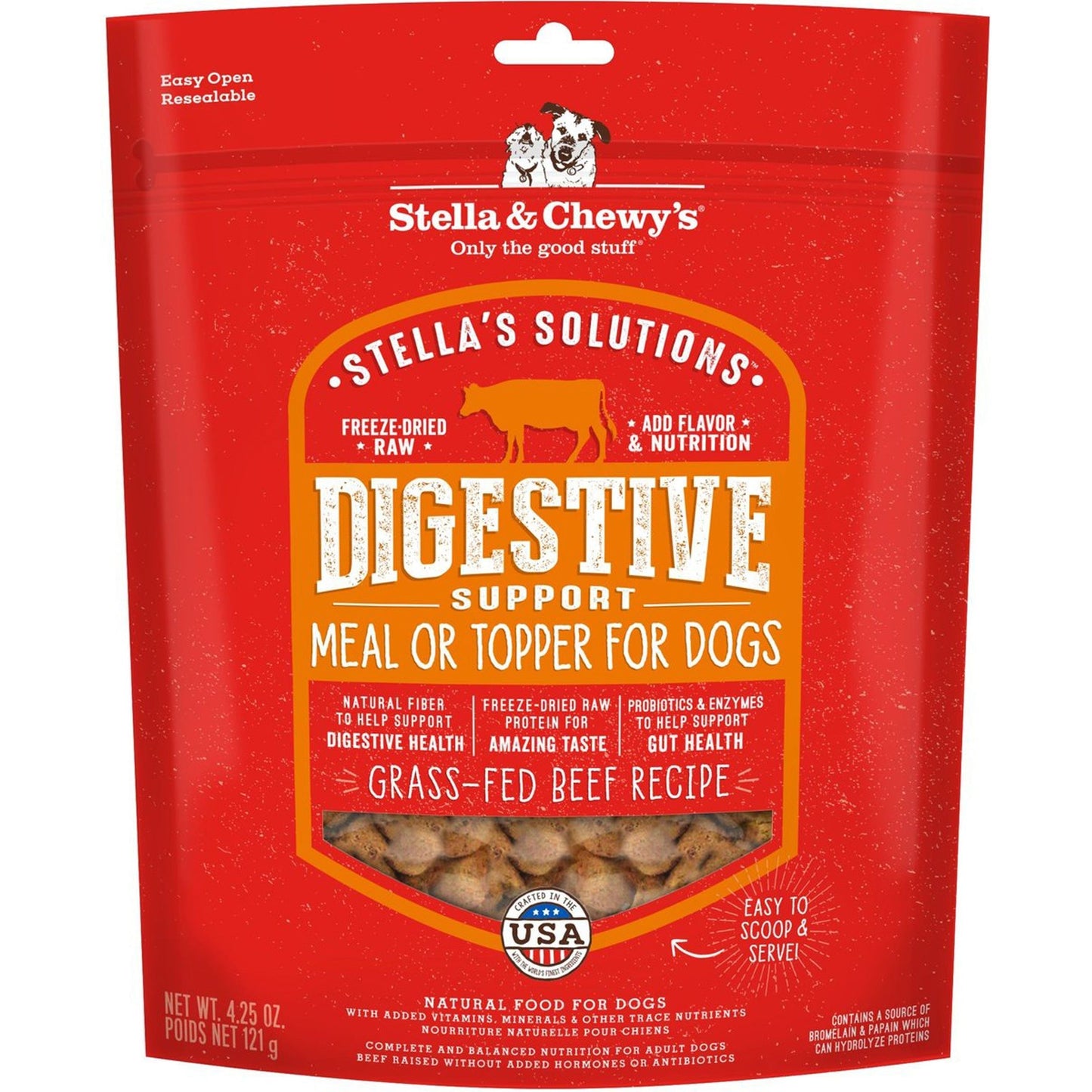 Stella And Chewys Dog Solutions Digestive Support Beef 4.25oz.