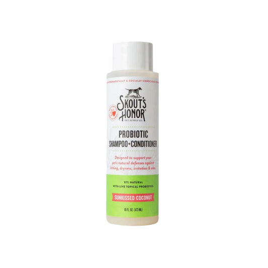 Skout'S Honor Dog & Cat Probiotic Shampoo & Conditioner Sunkissed Coconut 16Oz