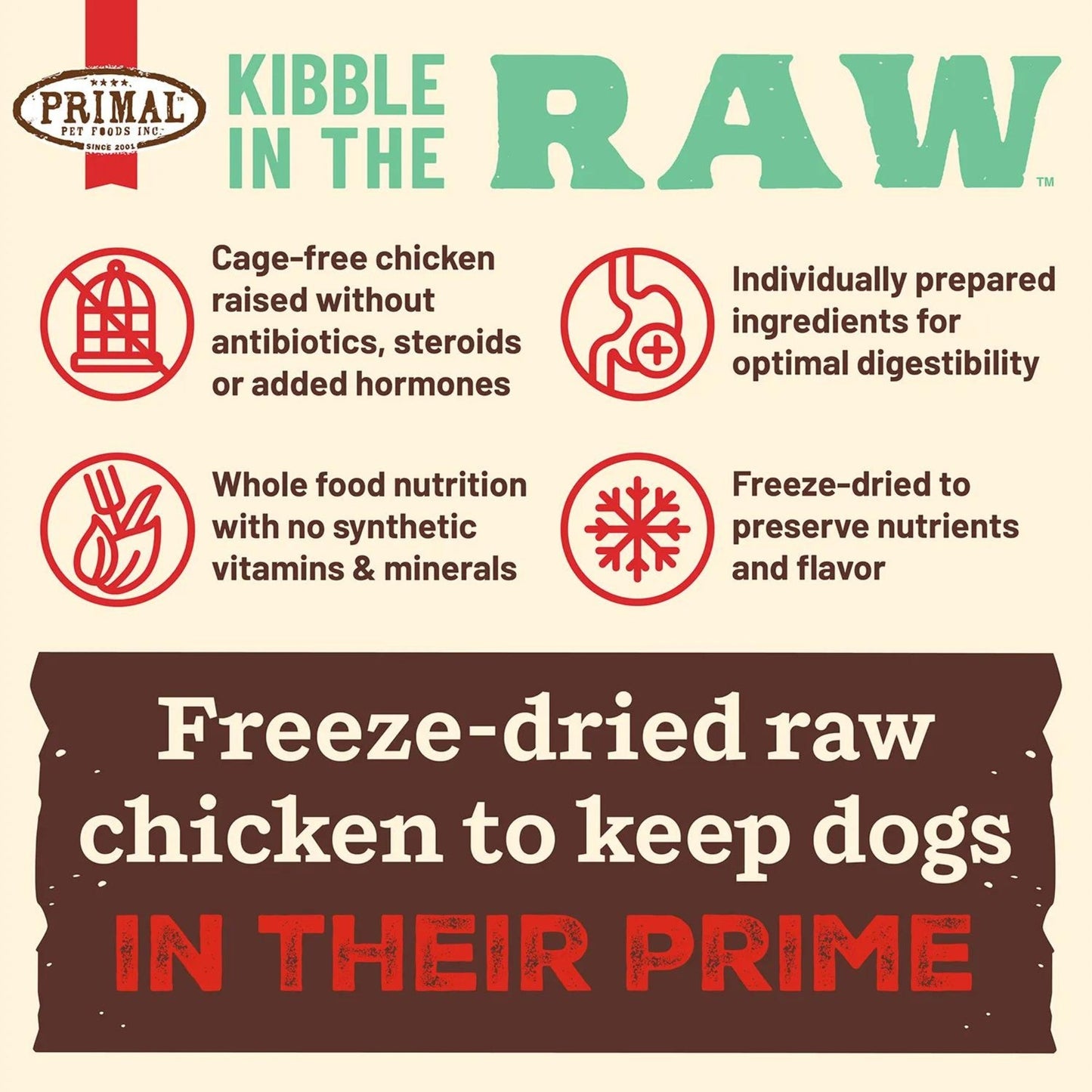 Primal Dog Freeze-Dried Kibble In The Raw Chicken