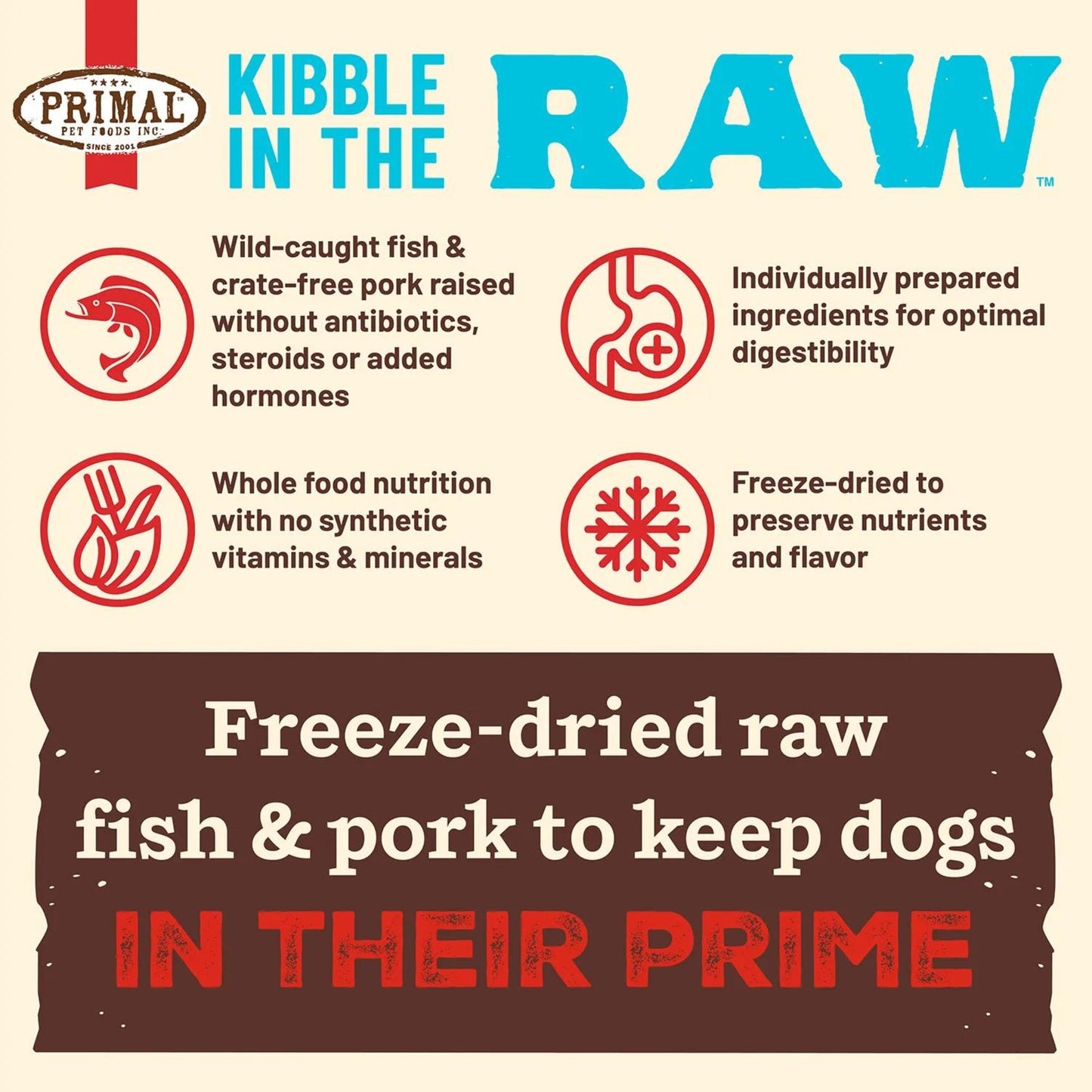 Primal Dog Freeze-Dried Kibble In The Raw Fish