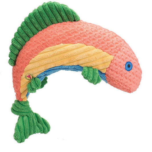 Hugglehounds Dog Knottie Rainbow Trout Durable Chew Toy for Play and Fetch