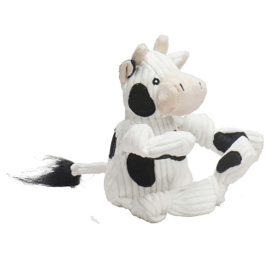 Hugglehounds Dog Dottie Cow Knottie Durable Plush Squeaky Toy for Play and Chew