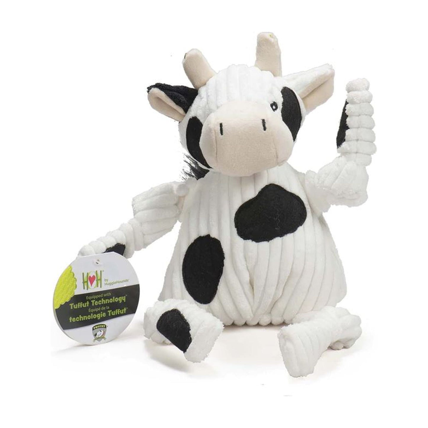 Hugglehounds Dog Dottie Cow Knottie Durable Plush Squeaky Toy for Play and Chew