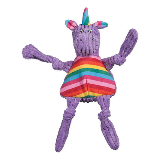 Hugglehounds Dog Rainbow Unicorn Knottie Plush Toy for Play and Chewing