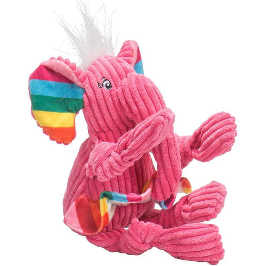 Hugglehounds Dog Rainbow Elephant Knottie Plush Toy for Play and Chewing