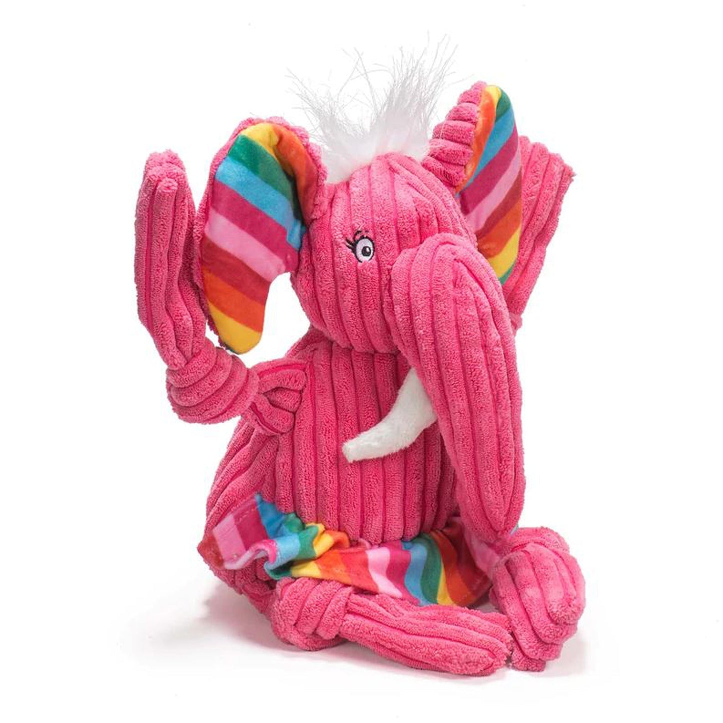 Hugglehounds Dog Rainbow Elephant Knottie Plush Toy for Play and Chewing
