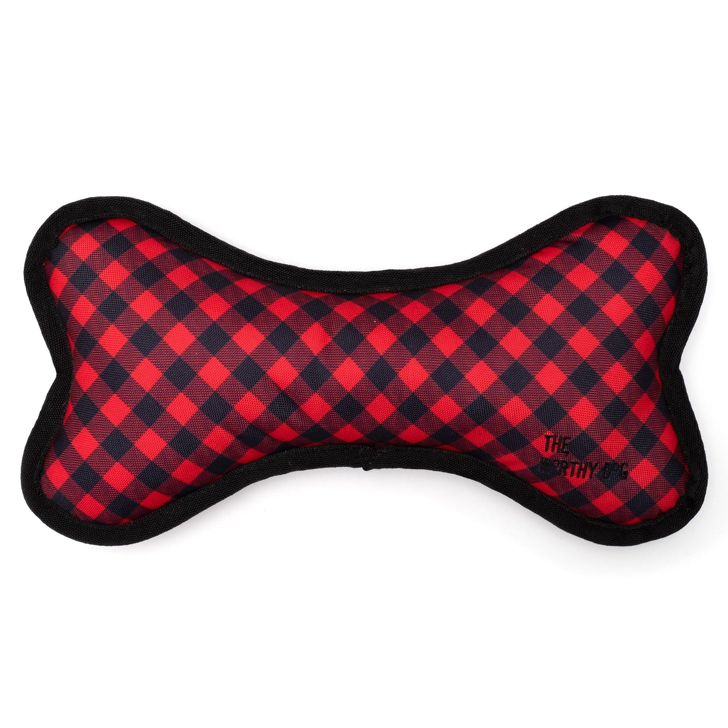 The Worthy Dog Bone Buffalo Plaid Durable Chew Toy for Dogs