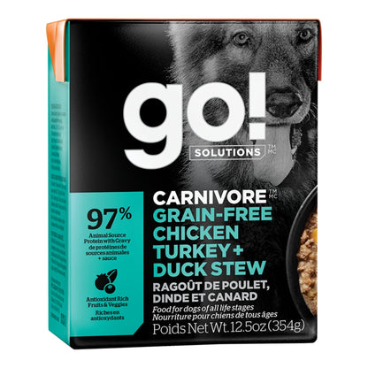 Go! Dog Carnivore Grain Free Stew Chicken, Turkey & Duck 12.5oz. (Case of 12)