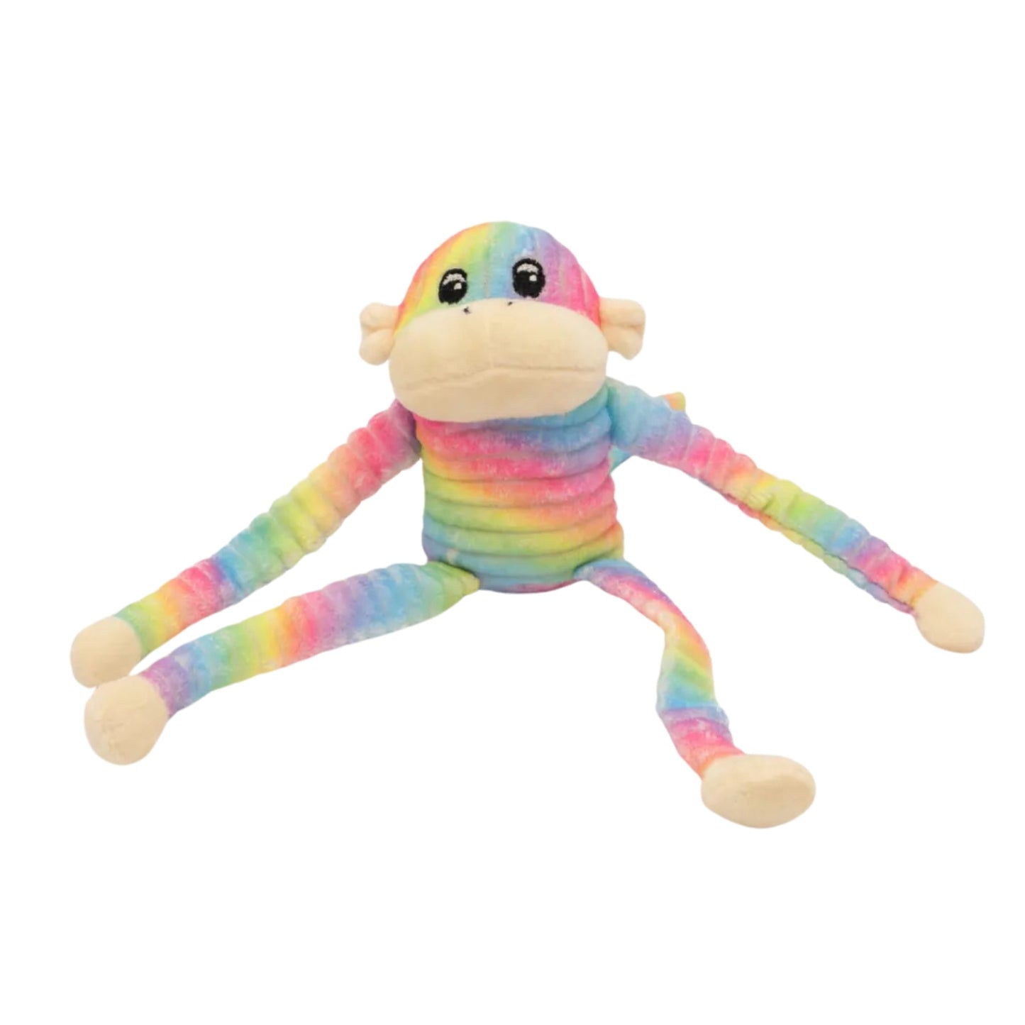Zippy Paws Spencer The Crinkle Monkey Rainbow/Blue Small- 2 Pk