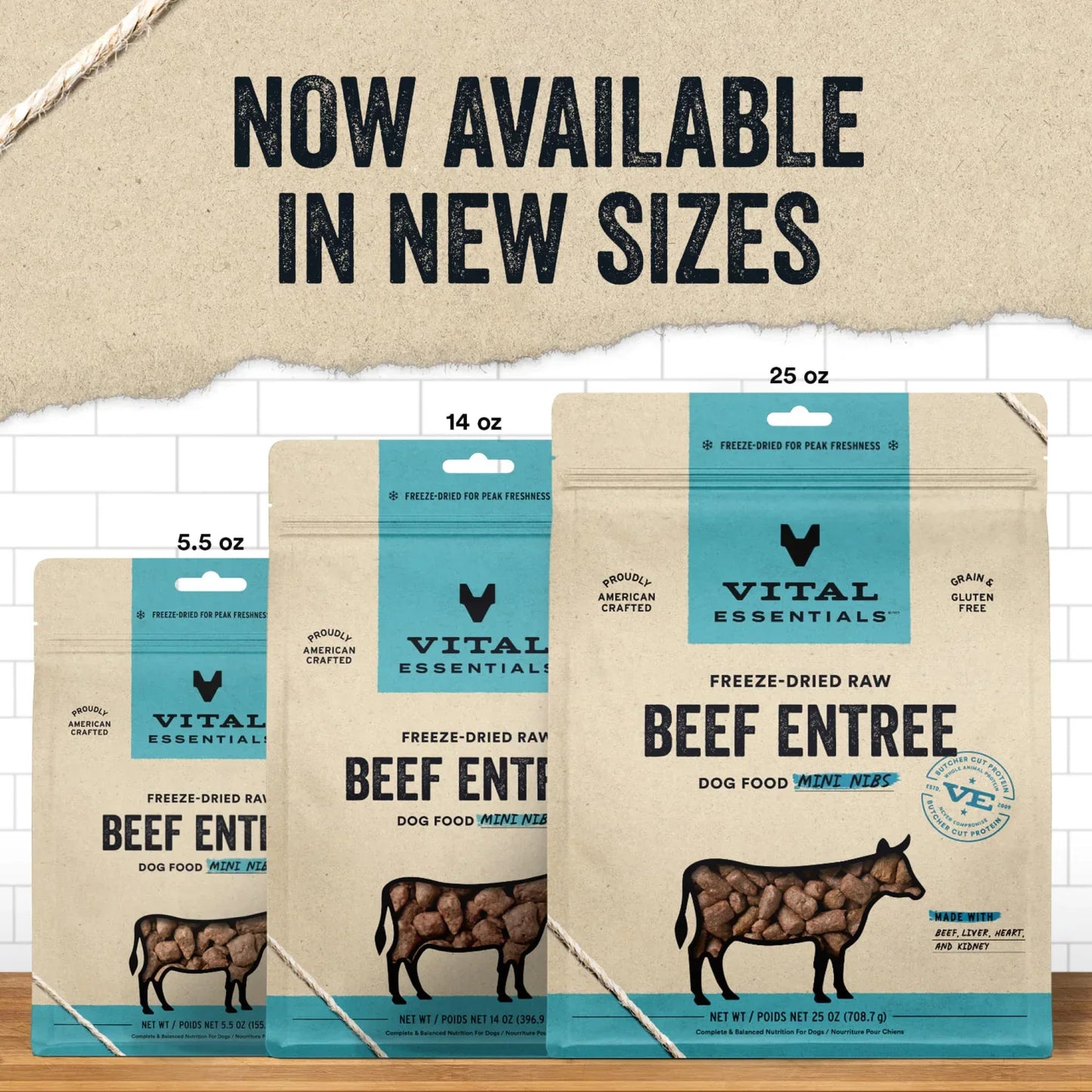Vital Essentials Freeze Dried Beef Mini Nibs for Dogs