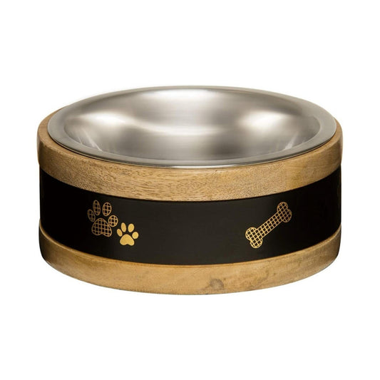 Loving Pets Black Label Wooden Ring Dog Bowl & Holder with Durable Design