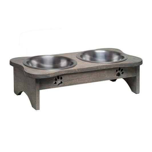 Loving Pets Black Label Wooden Modern Raised Diner Pet Bowl with Removable Stainless Steel Insert