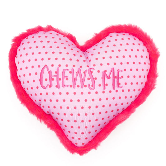 The Worthy Dog Chew Me Heart Pink Dog Toy for Small and Large Dogs