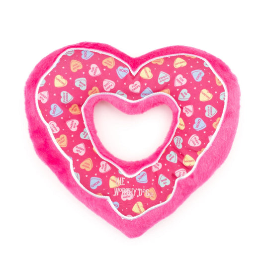 The Worthy Dog Puppy Love Heart Plush Toy for Dogs and Pups