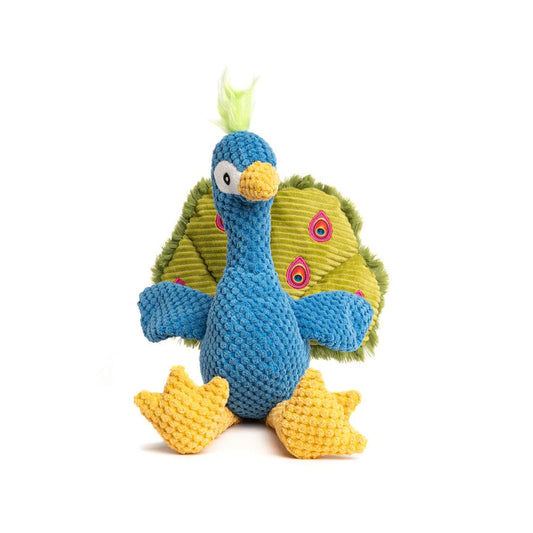 Fabdog Dog Floppy Peacock Plush Dog Toy with Squeaker for Play and Chewing