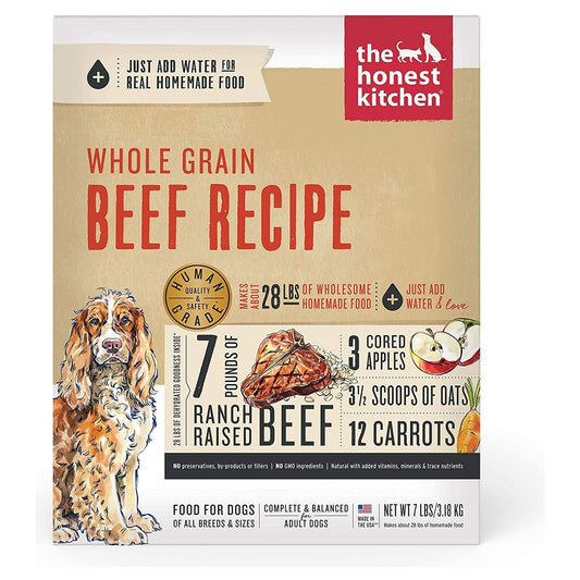 Honest Kitchen Dog Whole Grain Beef 7Lbs. Box.