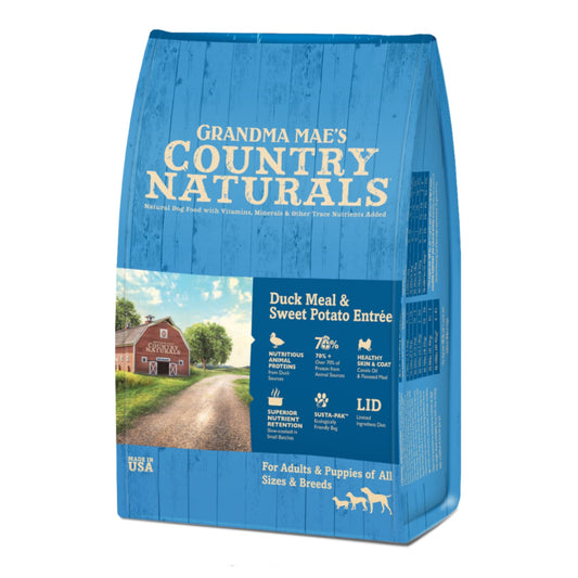 Grandma Mae's Country Naturals Dry Dog Food Duck Meal & Sweet Potato Variety Sizes Available