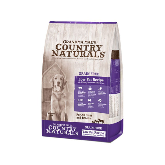 Grandma Mae's Country Naturals Grain Free Low Fat Recipe for Weight Control and Seniors Dry Dog Food Pork