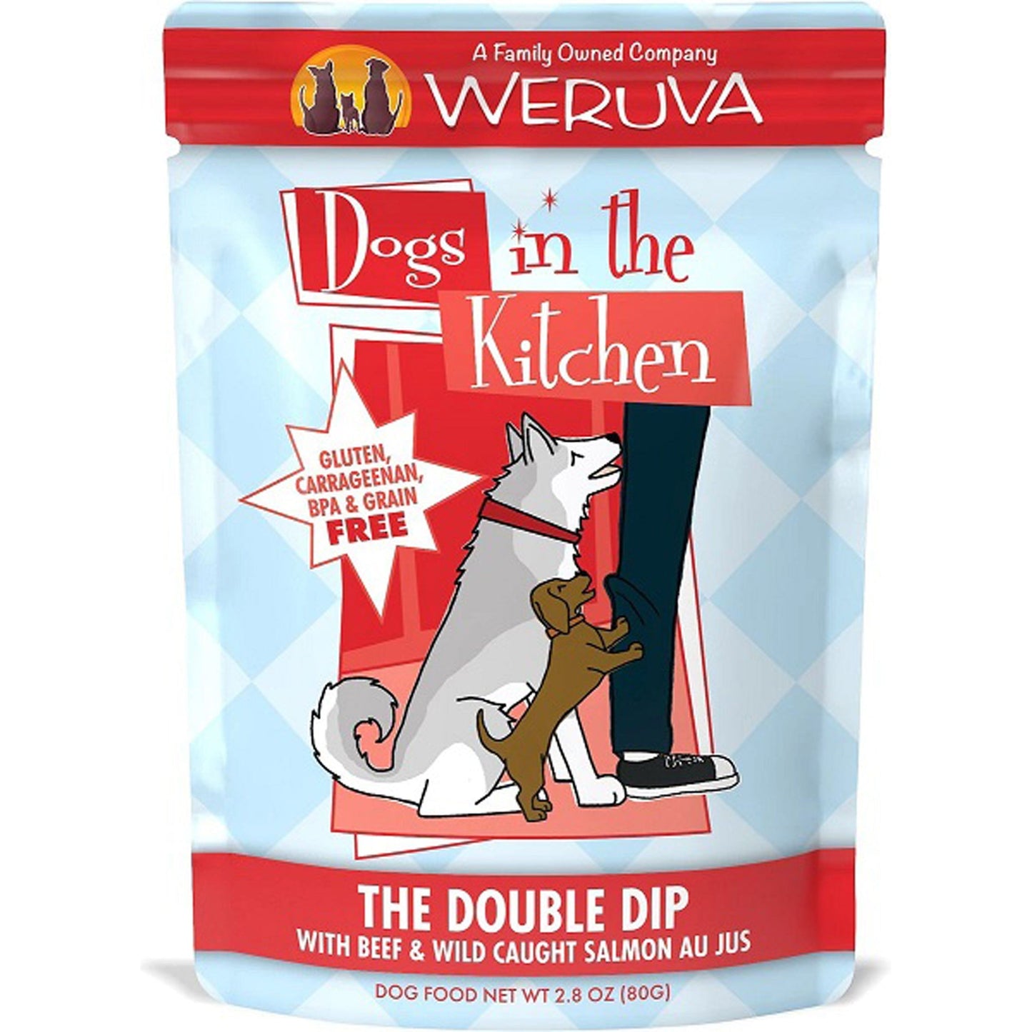 Dogs In The Kitchen Dog The Double Dip With Beef & Wild-Caught Salmon Au Jus 2.8oz. Pouch (Case of 12)