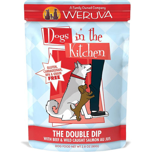 Dogs In The Kitchen Dog The Double Dip With Beef & Wild-Caught Salmon Au Jus 2.8oz. Pouch (Case of 12)