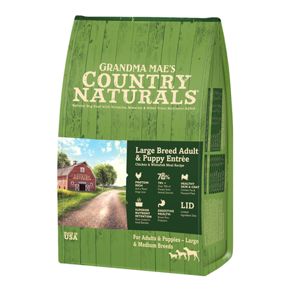 Grandma Mae's Country Naturals Large Breed Adult & Puppy Entrée Dry Dog Food Chicken & Rice