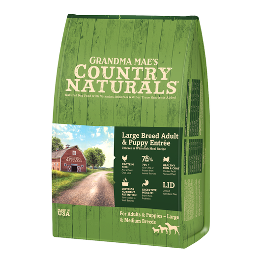 Grandma Mae's Country Naturals Large Breed Adult & Puppy Entrée Dry Dog Food Chicken & Rice