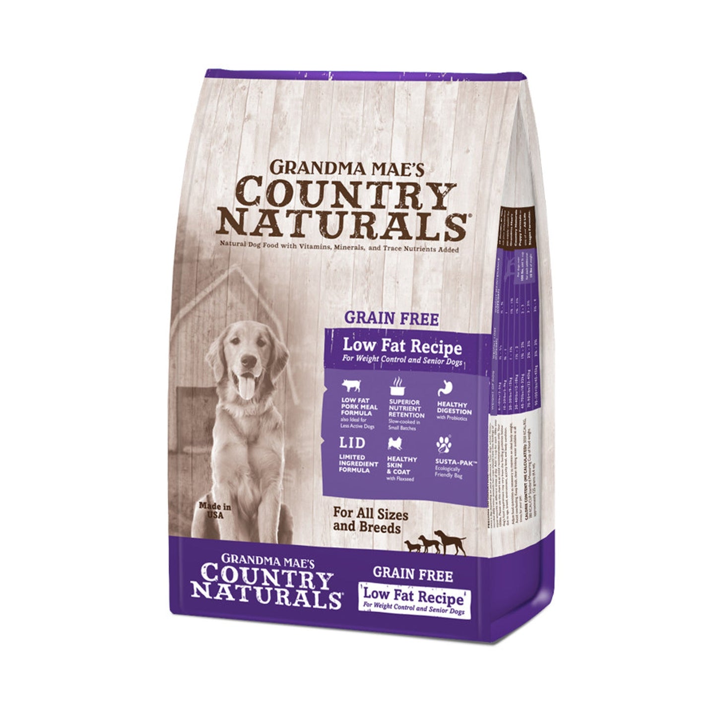 Grandma Mae's Country Naturals Grain Free Low Fat Recipe for Weight Control and Seniors Dry Dog Food Pork