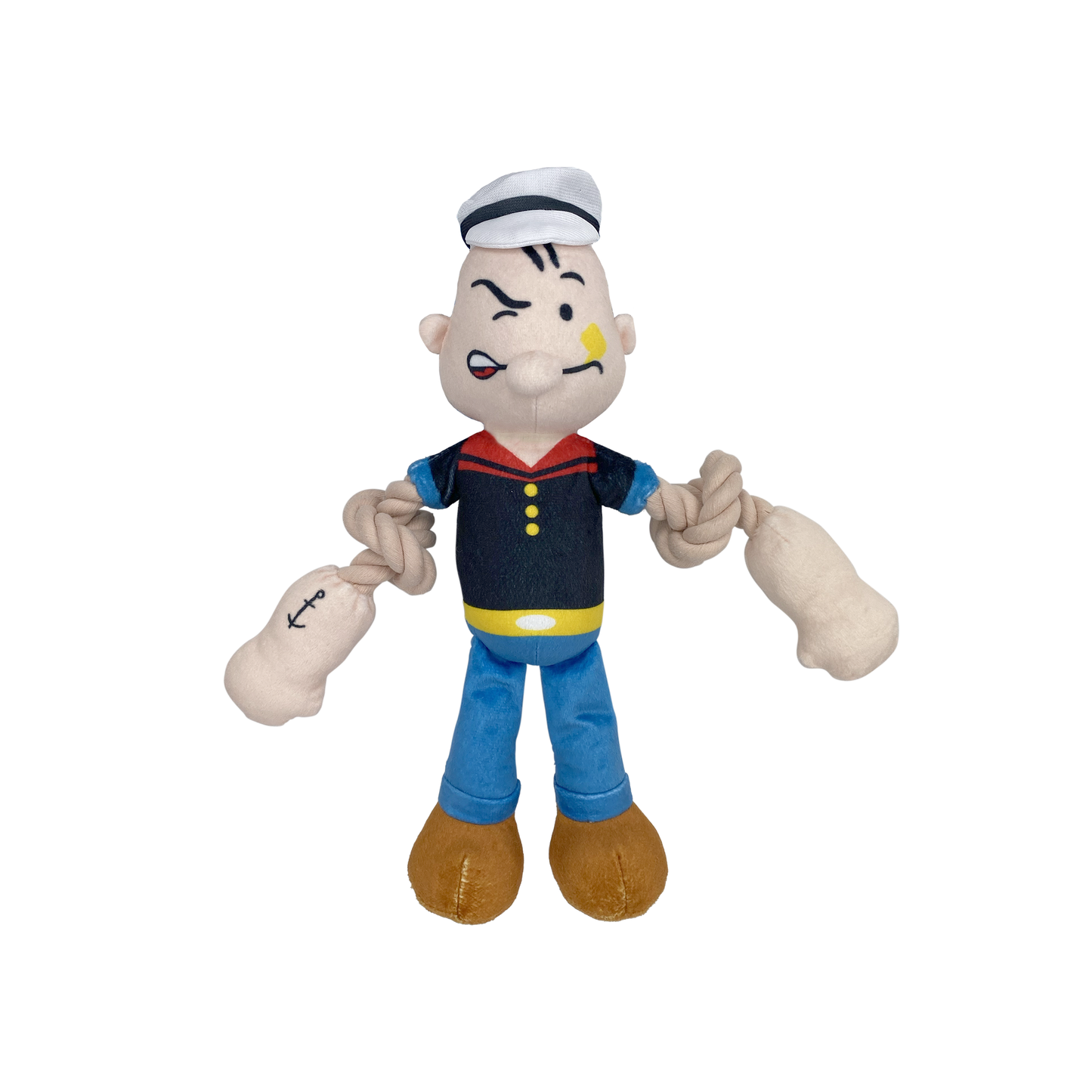 Multipet Popeye Plush Dog Toy with Rope Arms Durable Chew Toy for Pets