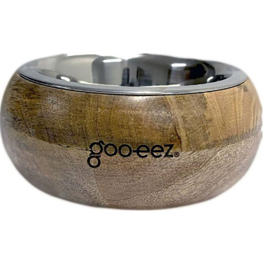Goo-Eez Rounded Mango Wood Bowl with Stainless Steel Interior Durable Kitchen Serving Bowl